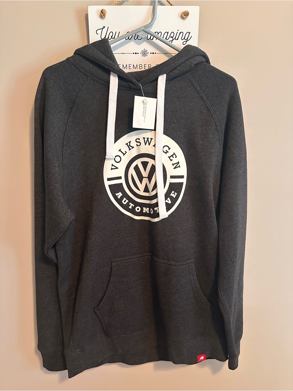 Volkswagen Men’s Charcoal Gray Logo Hoodie Sweater